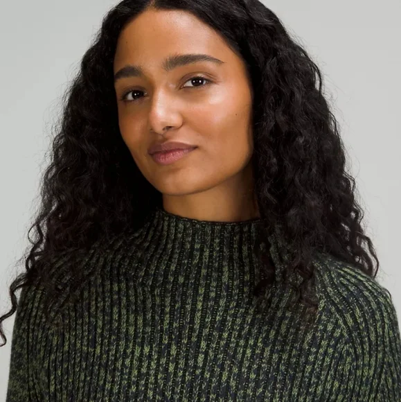 LULULEMON 🏷️NWT Cotton-Cashmere Blend Mock Sweater Green & Black Heather 16/XL